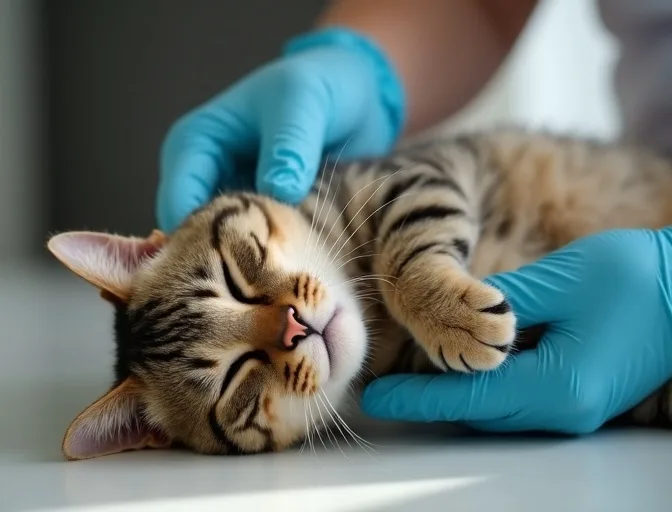 Specialist carefully handling a deceased cat with dignity in Junction Village